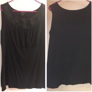 EUC Style & Co. Woman Black Neck Detail Black Tank Top Size 3X 22/24